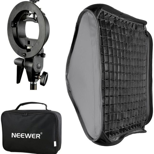 Neewer 80 x 80cm Bowens Mount Softbox with Grid and S-type Flash Bracket like new