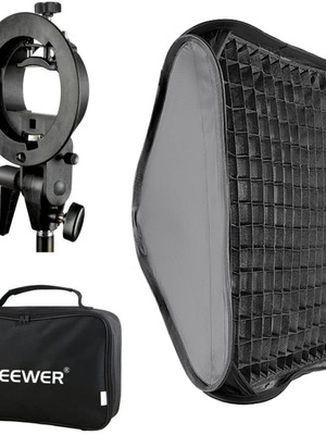 Neewer 80 x 80cm Bowens Mount Softbox with Grid and S-type Flash Bracket like new
