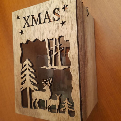 Christmas candle holder used, wooden