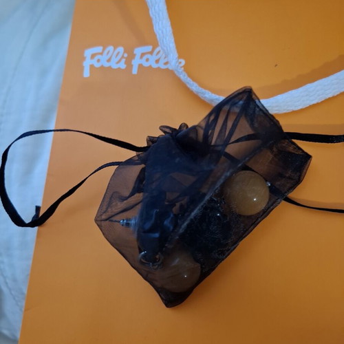 Folli Follie Earrings like new, black rose design with orange bead