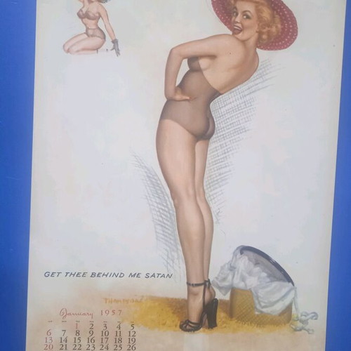 Lithograph calendar 1957 used, good condition