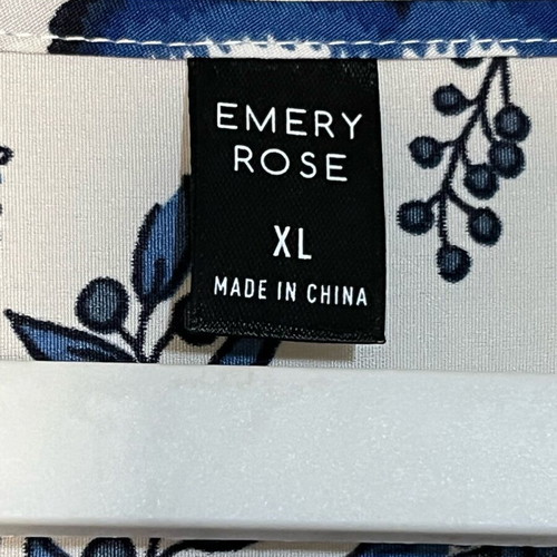 Emery Rose blouse XL new, white and blue