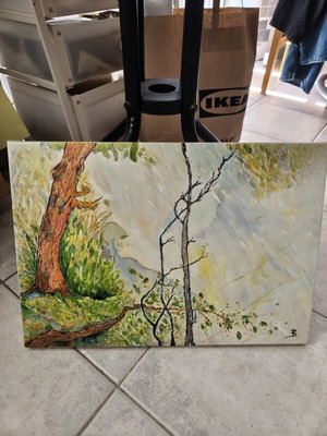 Original Painting "Light in the Forest" on Canvas 50x35 cm New