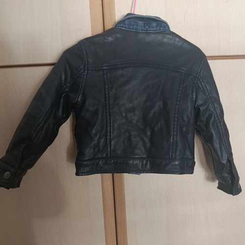 Mayoral denim jacket for girls used, size 2 years, blue with leather details
