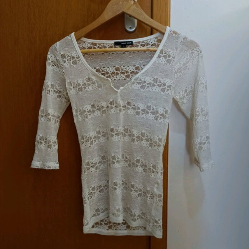 Lace blouse 3/4 used, Tally Weijl, white, size S