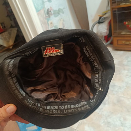 No Fear black vintage 00s flat cap with embroidered eyes, like new