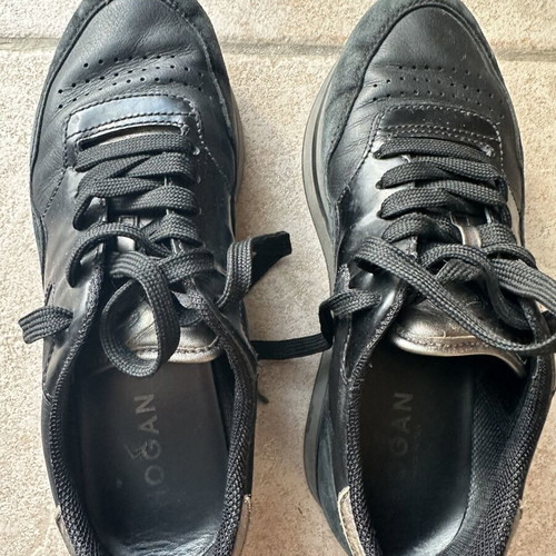 Hogan sneakers like new, black leather and suede, size 38.5-39
