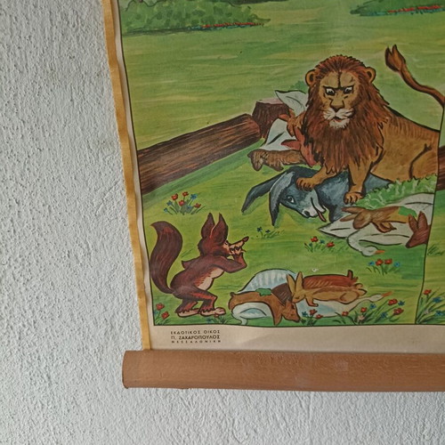 Old school map used with the lion, donkey, and fox