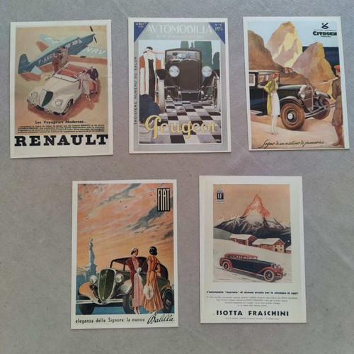 Vintage car advertising postcards set of 16, like new