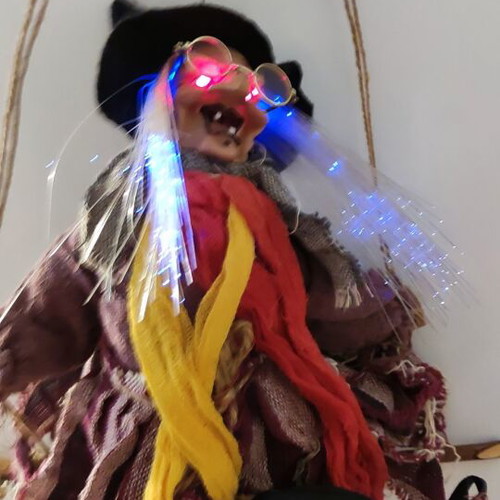 Witch figure used with sound and light-up hair