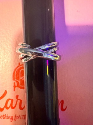 Steel ring silver adjustable size like new