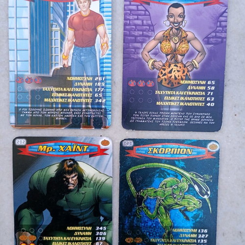 Spiderman cards used, pack of 4