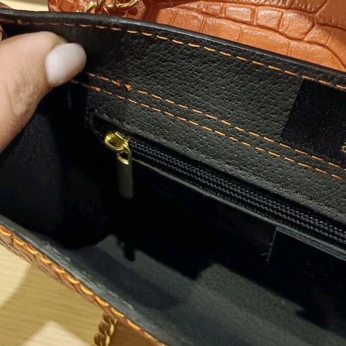 Leather crossbody bag new orange