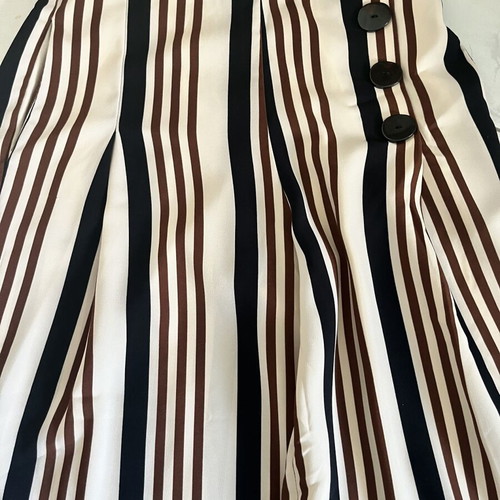 Zara striped wide-leg pants, beige with black and brown details