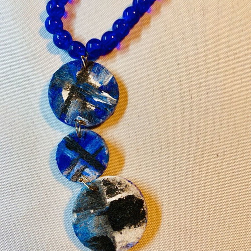 Necklace set with earrings new, handmade with glass stones 55 cm