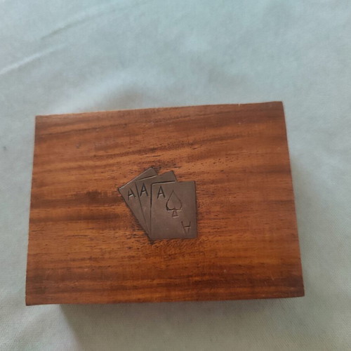 Collectable Wooden Games Travel Chess Set and Playing Cards Pair