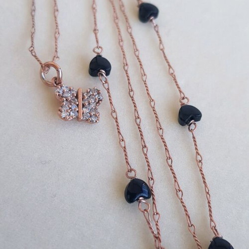 Silver 925 necklace rose gold plated used, length 78 cm