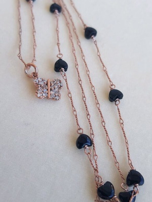 Silver 925 necklace rose gold plated used, length 78 cm