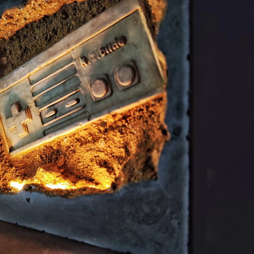 NES Nintendo Χειροποίητο Τεχνούργημα Φωτιστικό Από Μπετόν