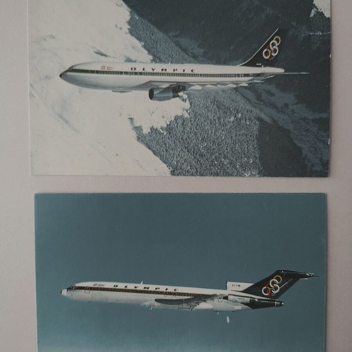 Color postcards with Olympic airplane, pack of 5 used
