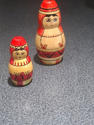 Vintage Russian Matryoshka Dolls set of 2 used, handmade wood