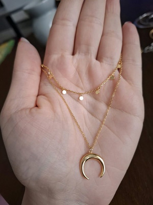 Silver 925 double necklace gold plated like new, gold color