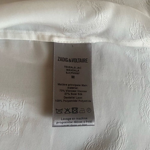 Zadig & Voltaire silk blouse size M like new, white