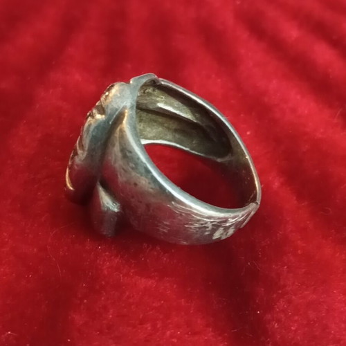 Silver-gold ring 950 585 with diamonds used