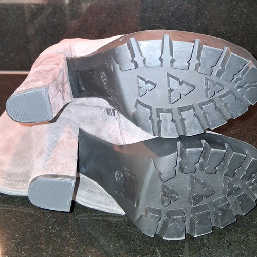 Grey boots size 36 new velour with thick heel