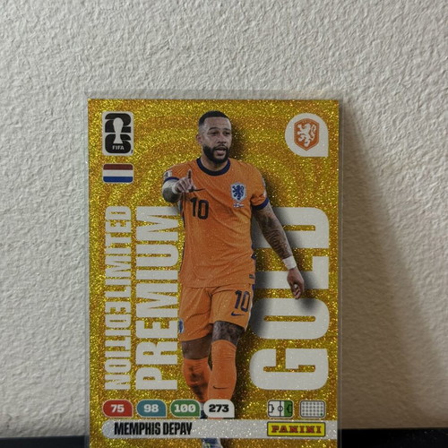 Memphis Depay Limited Edition Premium Gold Panini 2026 World Cup Card New