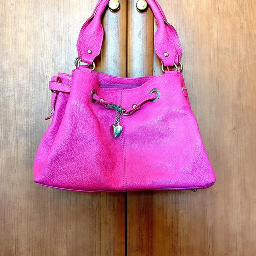 Les Naïades Tote Bag like new, medium size, genuine leather, fuchsia