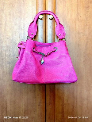 Les Naïades Tote Bag like new, medium size, genuine leather, fuchsia