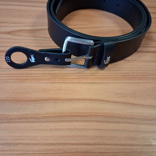 Lacoste leather belt 110 cm, black, men's