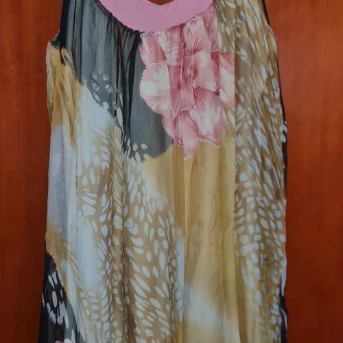 Floral balloon dress used, pink and multicolored