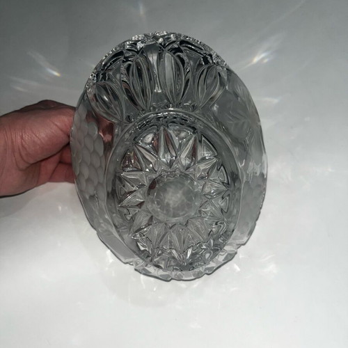 Crystal fondue bowl used, leaf and grape design