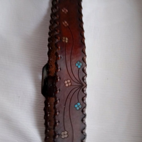 Riccardo Forconi leather belt like new, size 85 with painted flowers