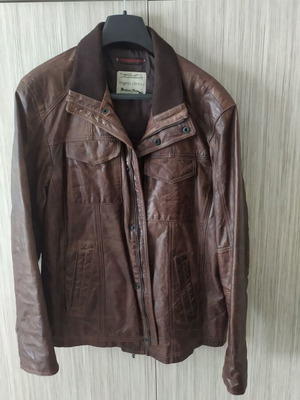 Ανδρικό δερμάτινο μπουφάν καινούργιο, νούμερο L, καφέ