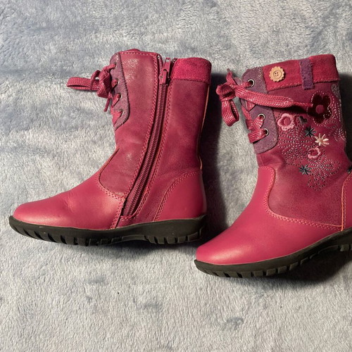 Crocodilino kids leather boots size 26 like new, fuchsia