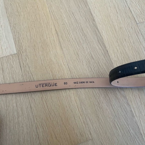 Uterque leather belt used, black, size 80, gold buckle