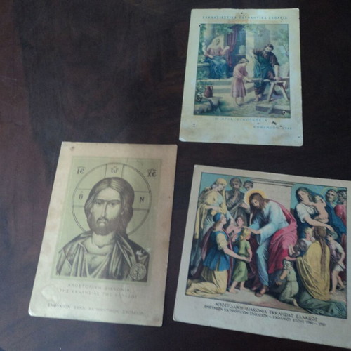 Catechism school cards used, pack of 10 with memorabilia 1946-1951