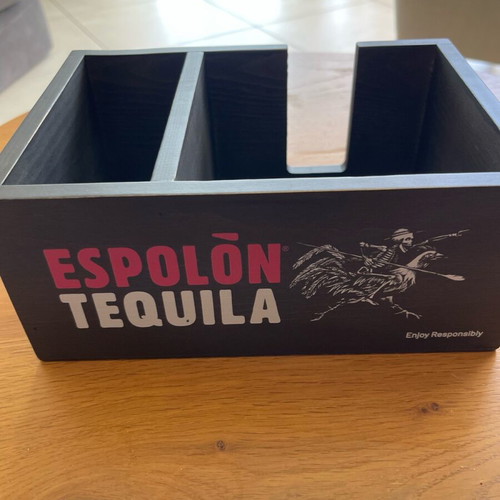 Wooden organizer box with Espolòn Tequila logo new