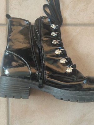 Vanessa Wu black patent leather combat boots size 39 used