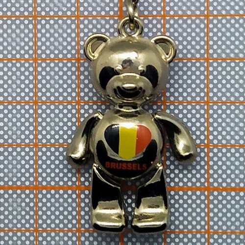 Metal keychain Brussels/Teddy Bear new, silver