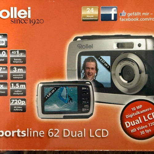 Rollei Sportsline 62 Dual Orange digital camera like new, waterproof 3m