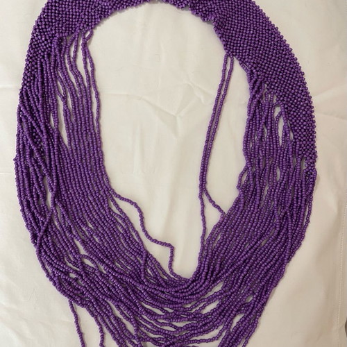 Retro glass seed bead multi strand necklace in lilac, new