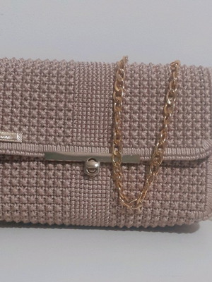 Χειροποίητη τσάντα χιαστί μπεζ καινούργια