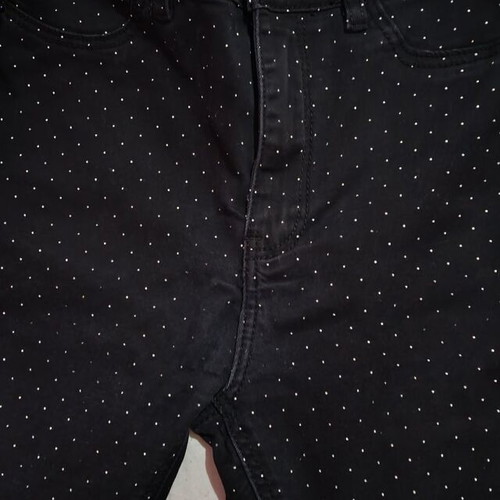 Stradivarius Basics black skinny fit elastic polka dot jeans, size S
