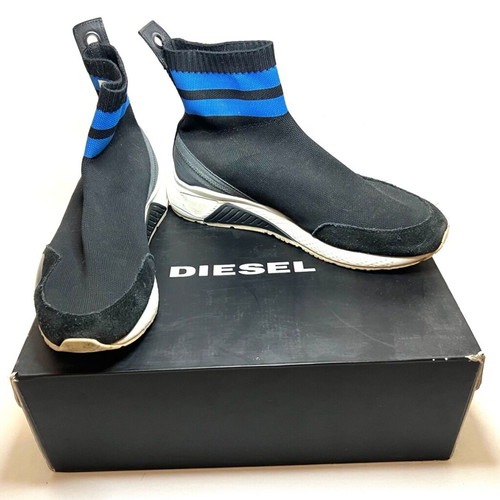 Diesel black sock athletic shoes used, size 42, black-blue