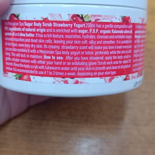 Messinian Spa Sugar Body Scrub Strawberry Yogurt 250ml new