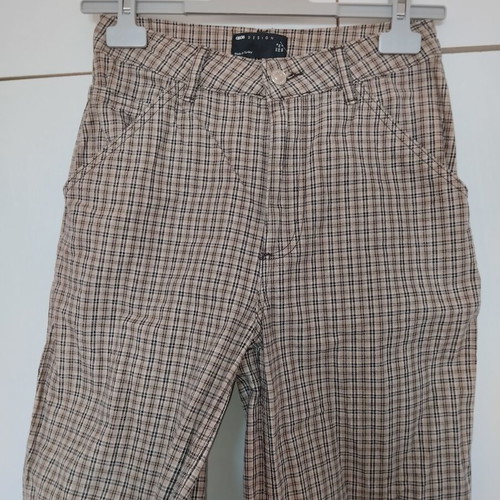 Asos cotton pants used, beige brown checkered, size 36 small